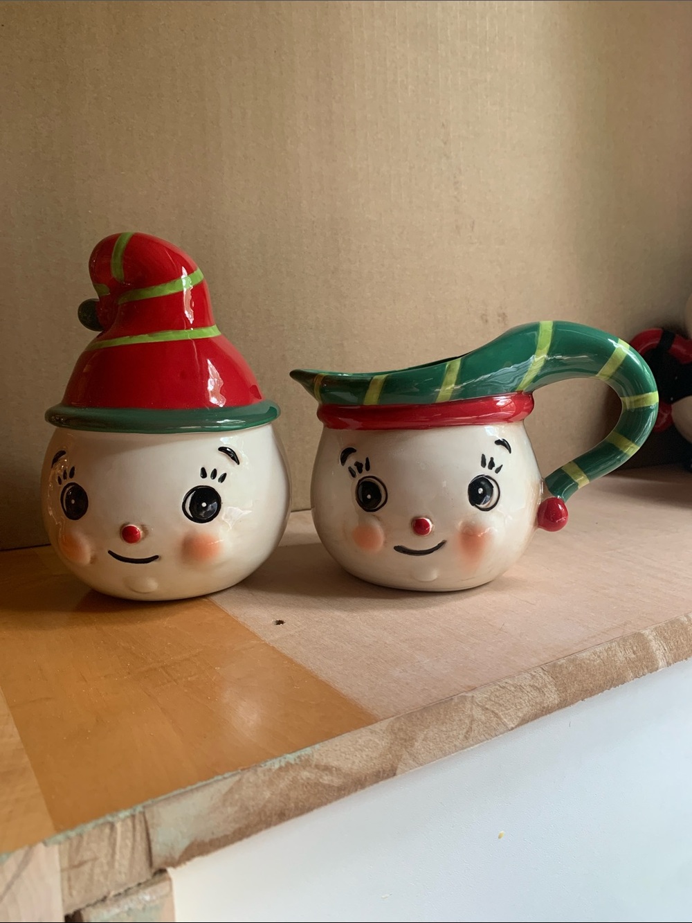 Johanna Parker snowman cream and sugar set
